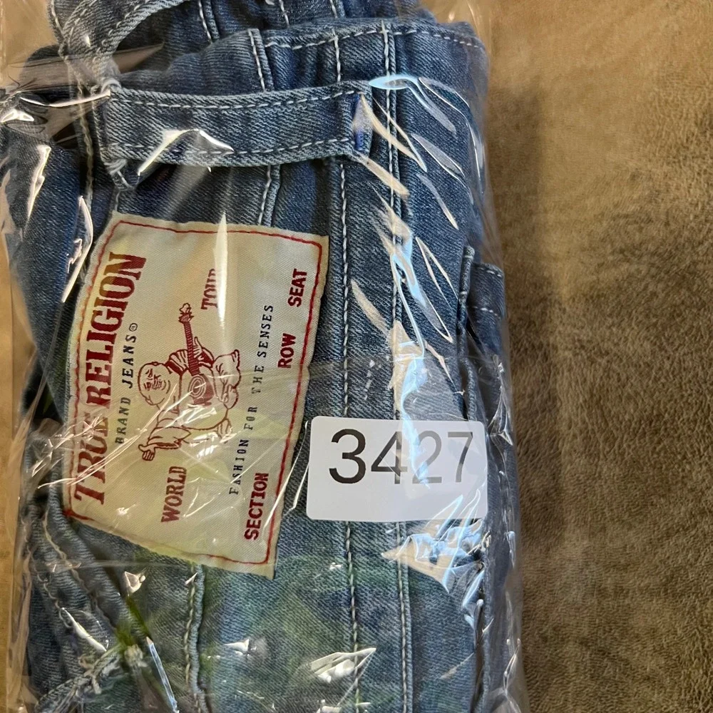 True Religion Geno Relaxed Slim Jeans Mens 40 Blue Stretch Flap Pocket Denim